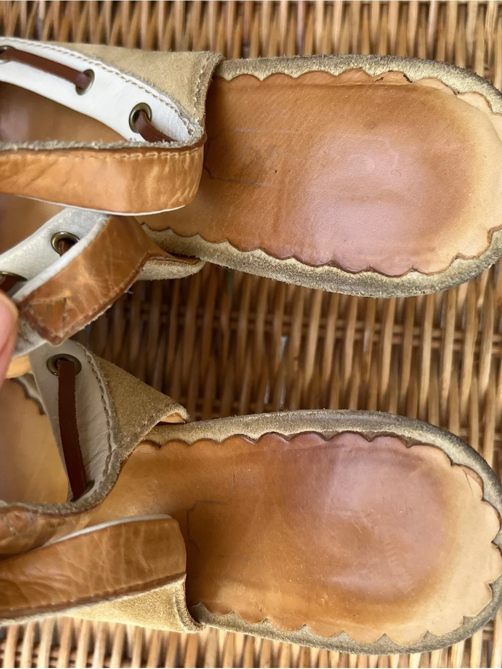 Coach Athena White and Tan Women's Slingback Loafer Wedges